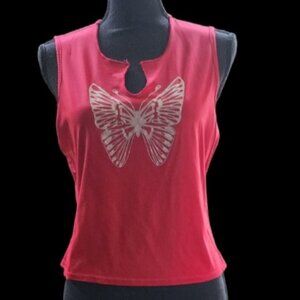 Glitter Butterfly Tank Top in Red